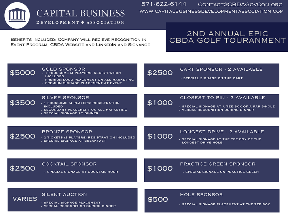 2024 CBDA Golf Tournament - Golf Sponsorship Opportunities